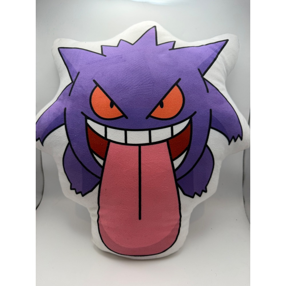 Pokemon Gengar Plush Throw Pillow Purple White 12x14 Ghost Type Video Game Decor - Picture 4 of 5